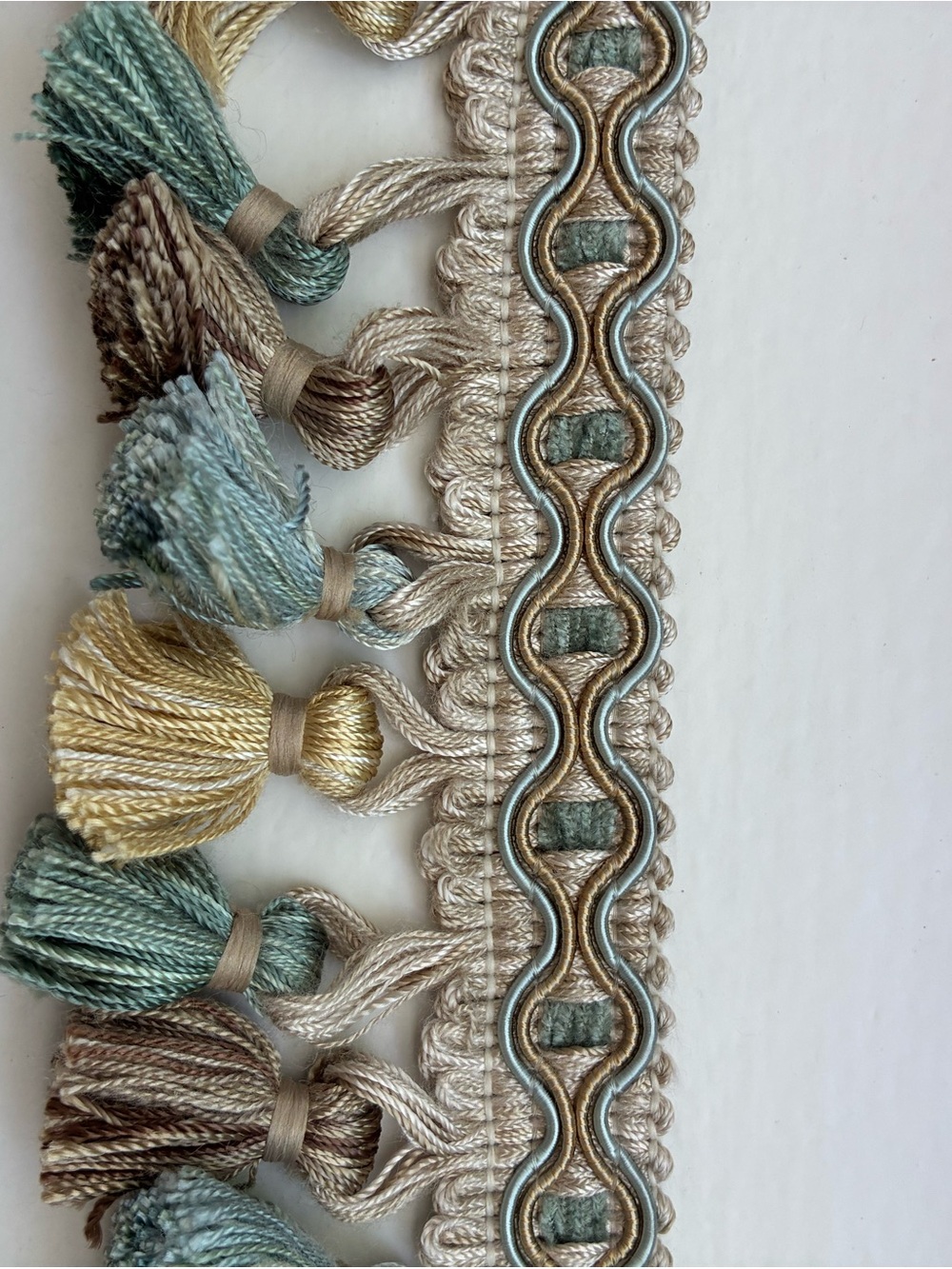 Decorative Tassel Trim by Conso, beige, blue, gold, green - Picture 4 of 10